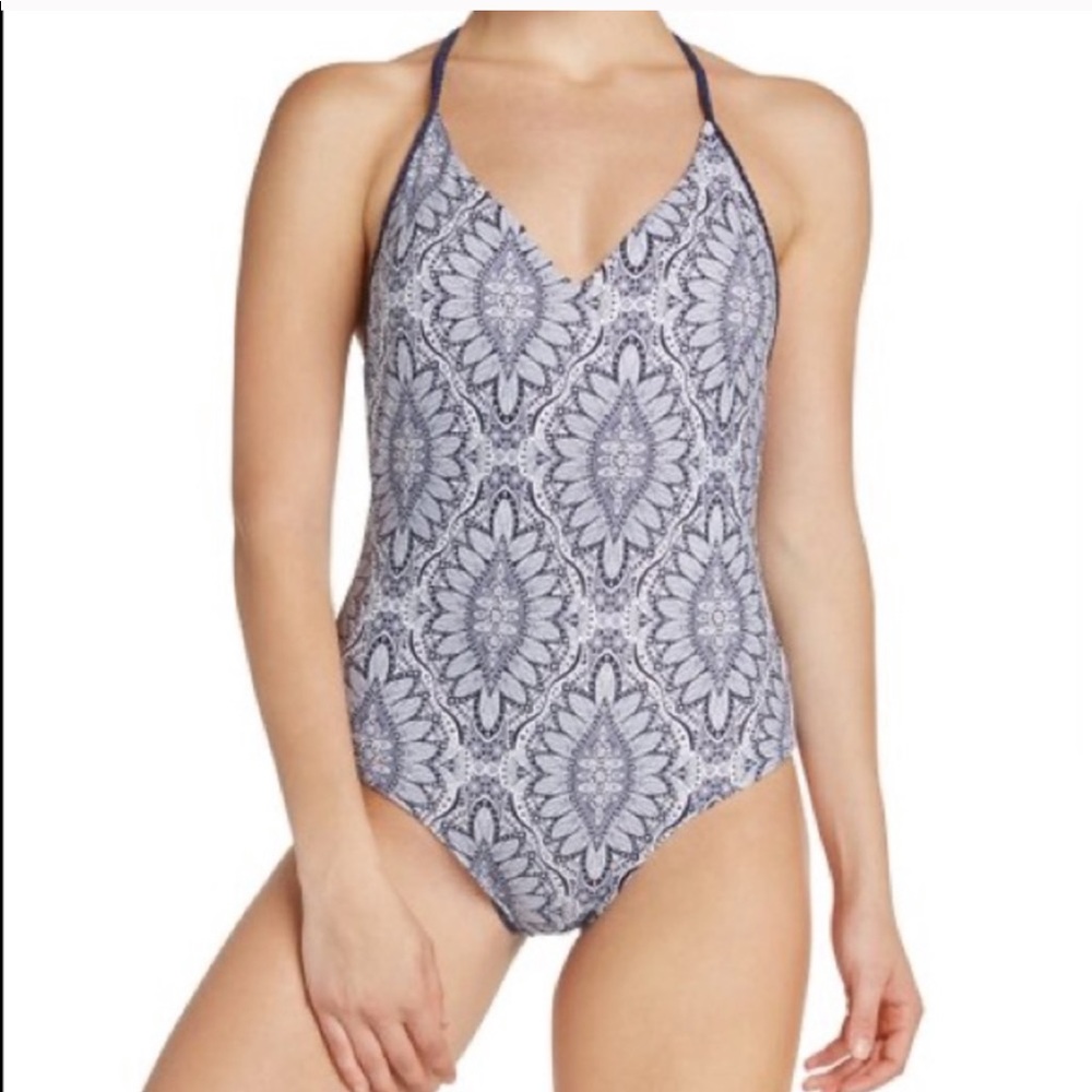2Chillies Nomad Navy/White T-Strap Swimsuit Medium